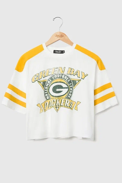 Junk Food Nfl Striped Crop Tee In Green Bay Packers, Women's At Urban Outfitters In White