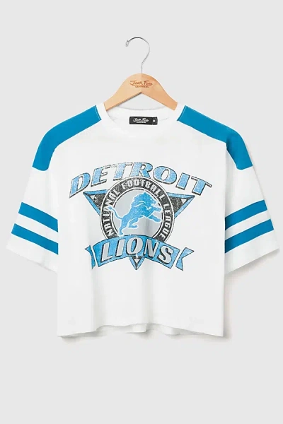 Junk Food Nfl Striped Crop Tee In Detroit Lions, Women's At Urban Outfitters In White