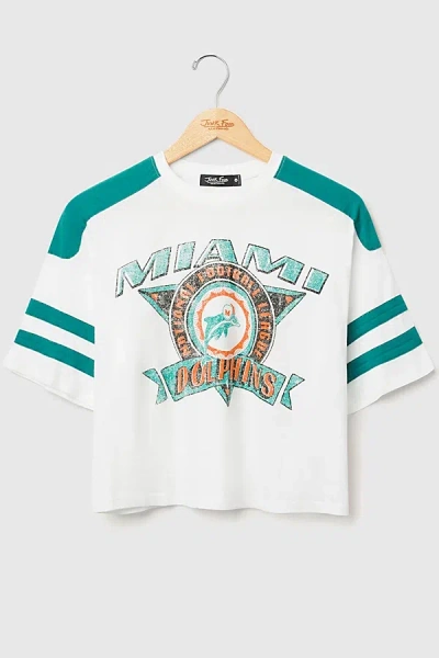 Junk Food Nfl Striped Crop Tee In Miami Dolphins, Women's At Urban Outfitters In White