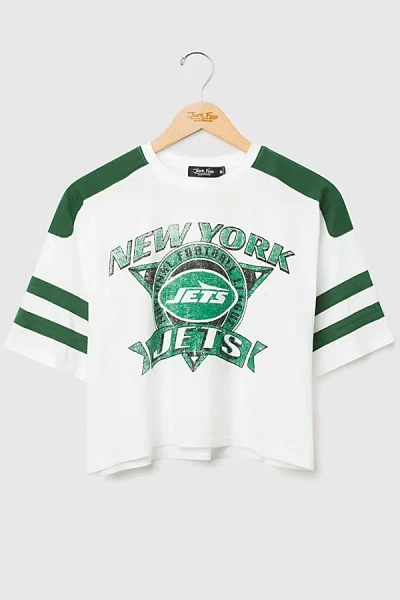 Junk Food Nfl Striped Crop Tee In New York Jets, Women's At Urban Outfitters In White