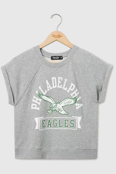 Junk Food Nfl Raglan Fleece Tank Top In Philadelphia Eagles, Women's At Urban Outfitters In Gray