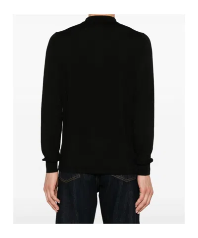 Aspesi Long-sleeved Polo Shirt In Black