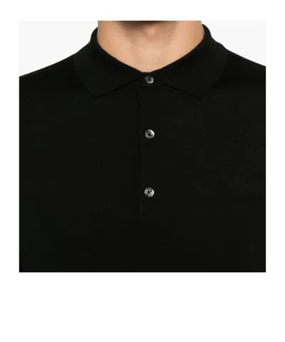 Aspesi Long-sleeved Polo Shirt In Black