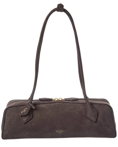 Alaïa Le Teckel Medium Suede Shoulder Bag In Gray