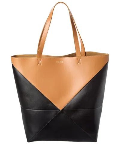 Loewe Puzzle Fold Leather Tote In Multi