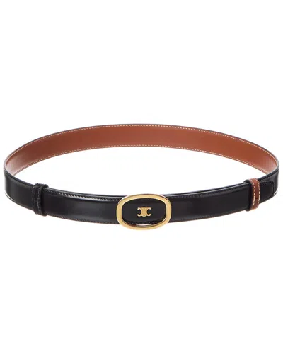 Celine Alix Medium Reversible Leather Belt In Black