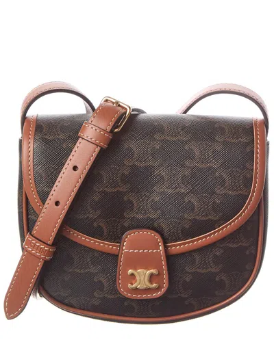 Celine Besace Mini Triomphe Coated Canvas & Leather Crossbody In Multi