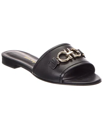 Ferragamo Rhodes Leather Sandal In Black