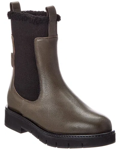 Ferragamo Rook F1 Leather Boot In Gray