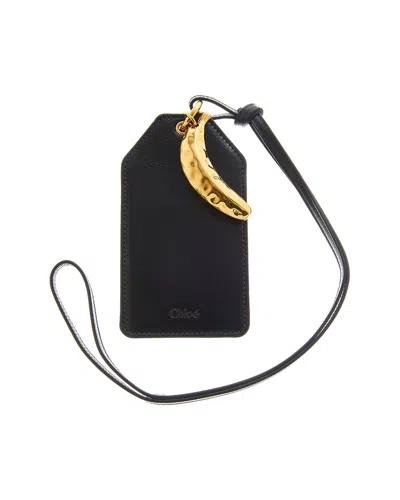 Chloé Banana Leather Key Tag In Black