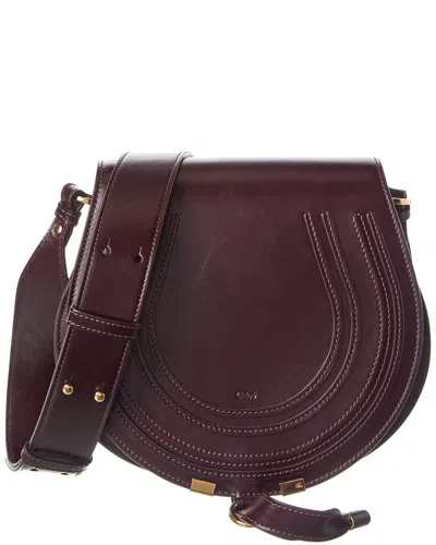 Chloé Marcie Leather Saddle Bag In Burgundy