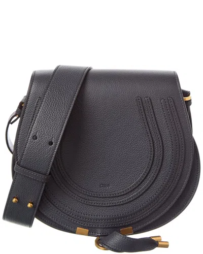Chloé Marcie Leather Saddle Bag In Black