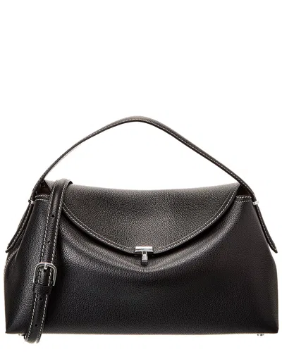 Totême Toteme T-lock Top Handle Leather Satchel In Black