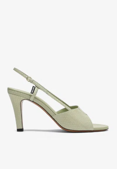 Miu Miu Pistachio-colored Ayers Slingback Sandals In Animal Print
