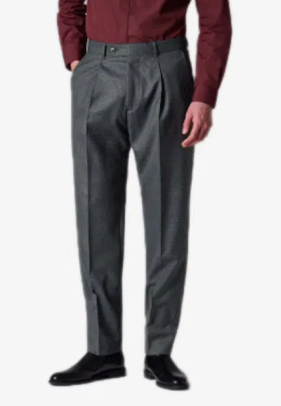 Paul Smith Pleated Trousers With Side And Back Pockets In Gray