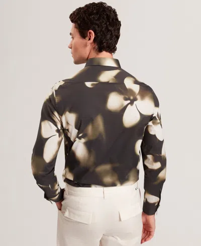 Ted Baker Wrenin Photographic Floral Print Button-up Shirt In Brown