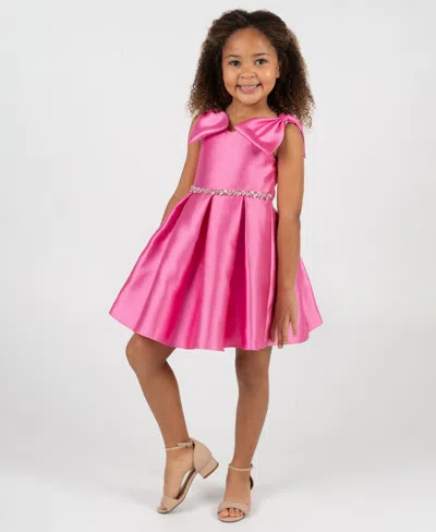 Rare Editions Girls 2t-6x Shoulder Bow Mikado Sleeveless Dress In Pink