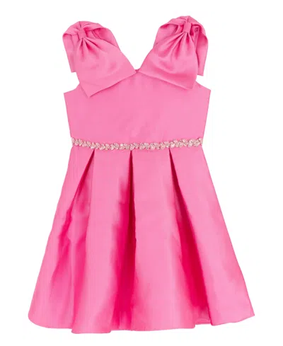Rare Editions Girls 2t-6x Shoulder Bow Mikado Sleeveless Dress In Pink