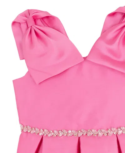 Rare Editions Girls 2t-6x Shoulder Bow Mikado Sleeveless Dress In Pink