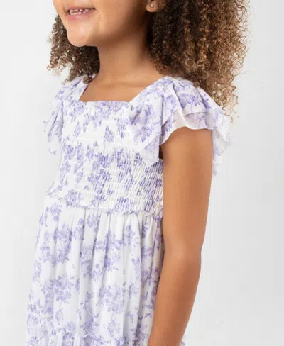 Rare Editions Girls 2t-6x Toile Power Mesh Dress In Blue