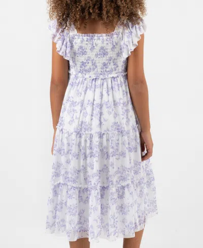 Rare Editions Girls 2t-6x Toile Power Mesh Dress In Blue