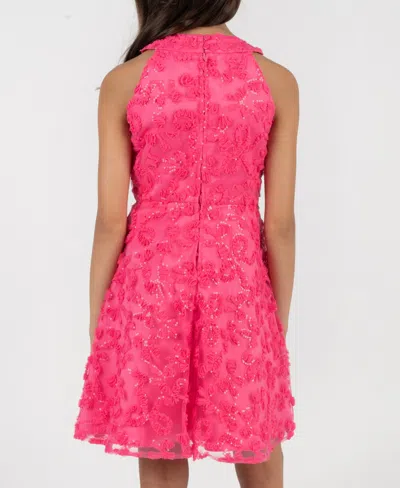 Rare Editions Girls 7-16 Bow Soutache Halter Bodice Dress In Pink