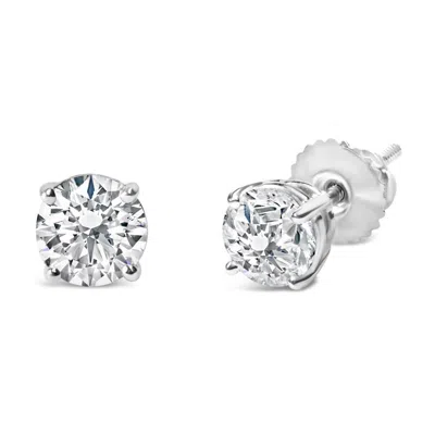 Haus Of Brilliance Platinum 1.00 Cttw Round Lab Grown Diamond Solitaire Stud Earrings In Silver