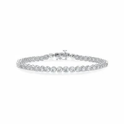 Brilliant Diamond 7 Carat Round Lab Grown Diamond Tennis Bracelet In 14k White Gold In White