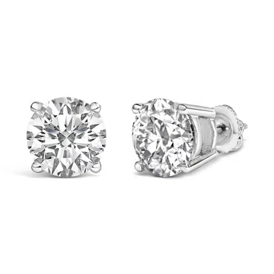 Haus Of Brilliance Platinum 7.00 Cttw Round Lab Grown Diamond Solitaire Stud Earrings In Silver
