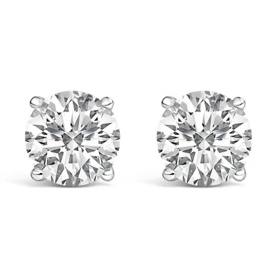 Haus Of Brilliance Platinum 6.00 Cttw Round Lab Grown Diamond Solitaire Stud Earrings In Silver