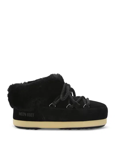 Moon Boot Black Logo Mules In Black