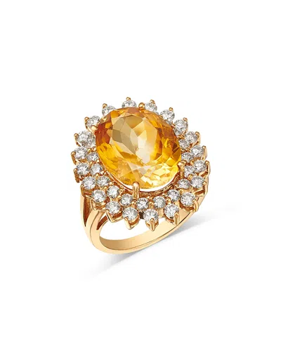 Bloomingdale's Fine Collection Citrine & Diamond Halo Ring In 14k Yellow Gold In Gold