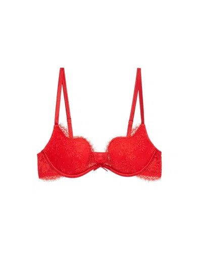 Fleur Du Mal Frankie Lace Seduce U-plunge Bra In Red