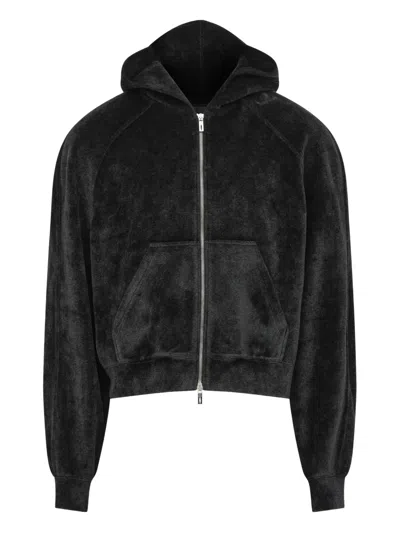 Lgn Louis Gabriel Nouchi Velour Hooded Sweatshirt In Black