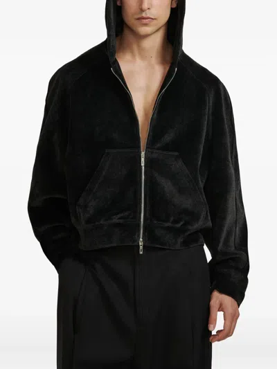 Lgn Louis Gabriel Nouchi Velour Hooded Sweatshirt In Black