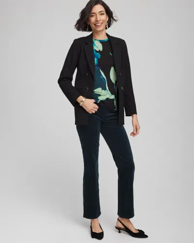 Chico's Velveteen Pull-on Flared Jeans In Teal Shadow