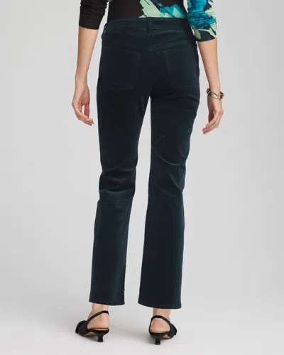 Chico's Velveteen Pull-on Flared Jeans In Teal Shadow