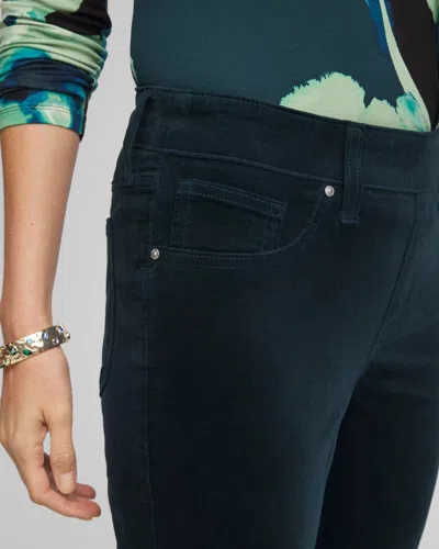 Chico's Velveteen Pull-on Flared Jeans In Teal Shadow