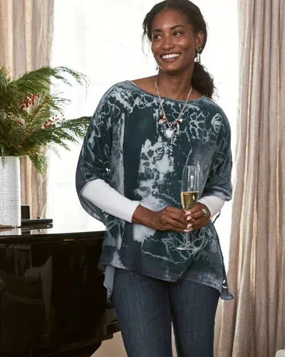 Chico's Velvet Burnout Passion Poncho In Striking Teal