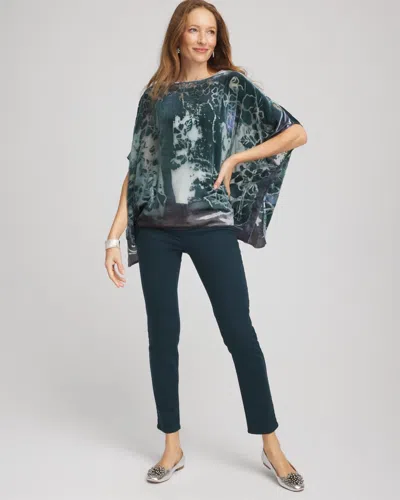 Chico's Velvet Burnout Passion Poncho In Striking Teal