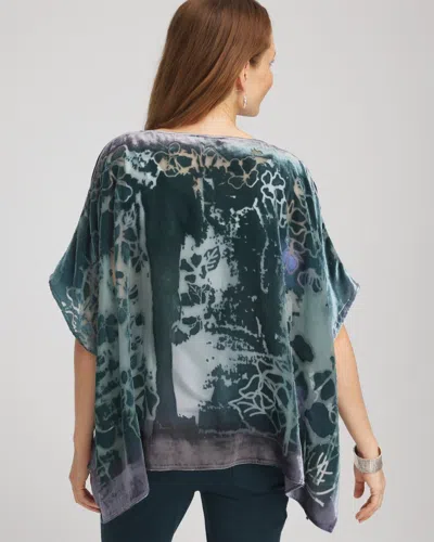 Chico's Velvet Burnout Passion Poncho In Striking Teal