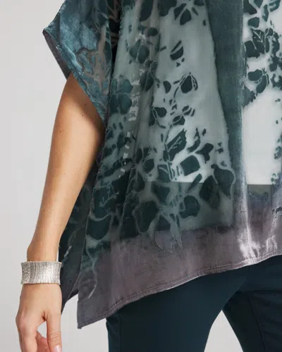 Chico's Velvet Burnout Passion Poncho In Striking Teal