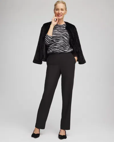 Chico's Textured Straight Tapered Ankle Pants In Black In Black