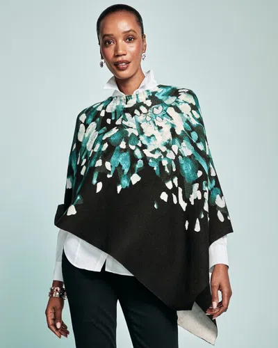 Chico's Convertible Knit Boatneck Poncho In Dark Aqua In Blue