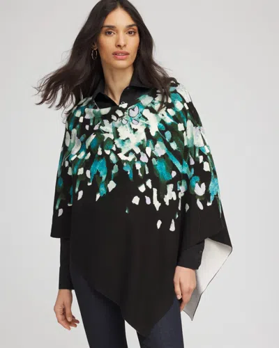 Chico's Convertible Knit Boatneck Poncho In Dark Aqua In Blue