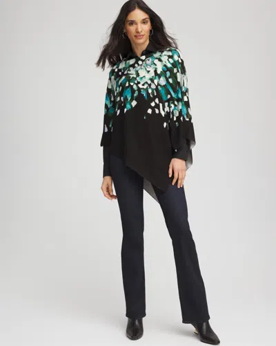 Chico's Convertible Knit Boatneck Poncho In Dark Aqua In Blue