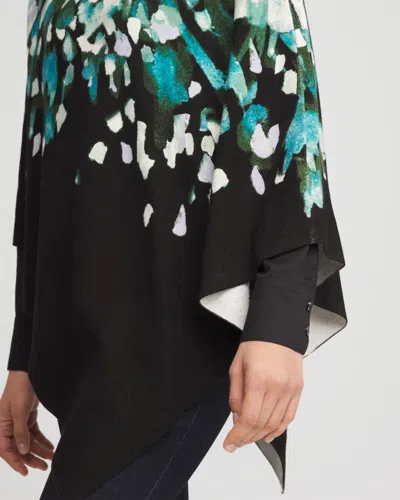 Chico's Convertible Knit Boatneck Poncho In Dark Aqua In Blue