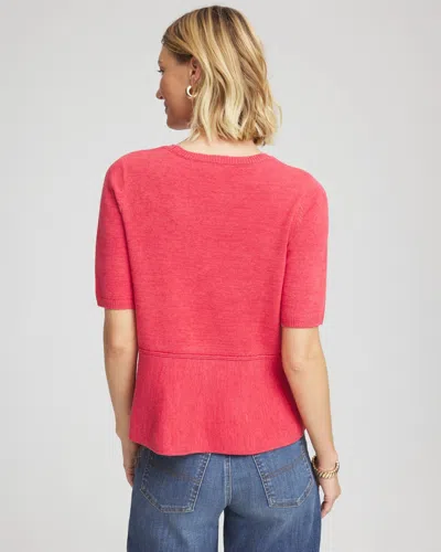 Chico's Pullover Peplum Sweater In Folkloric Red