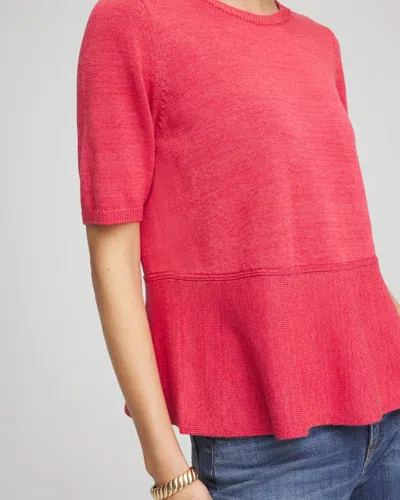 Chico's Pullover Peplum Sweater In Folkloric Red