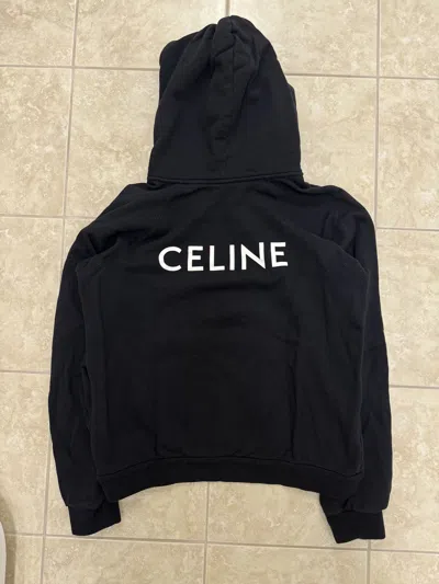 Pre-owned Celine Black & White Back Logo Hoodie Mens Medium